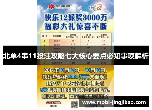 北单4串11投注攻略七大核心要点必知事项解析